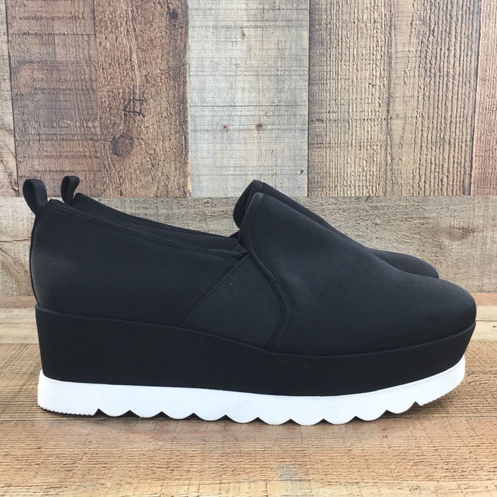Call It Spring Black Platform Shoes Womens 9 Slip On Comfort Wedge
